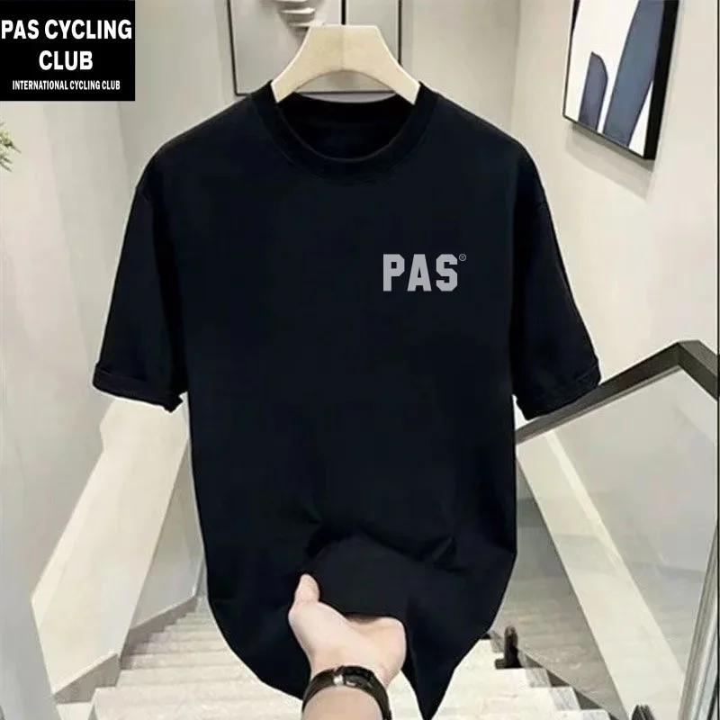 

PAS Cycling Round Neck Short Sleeve Basic Casual Loose Jersey Men Women Summer Clothing Pure Cotton Casual Letter Printed Top DH S