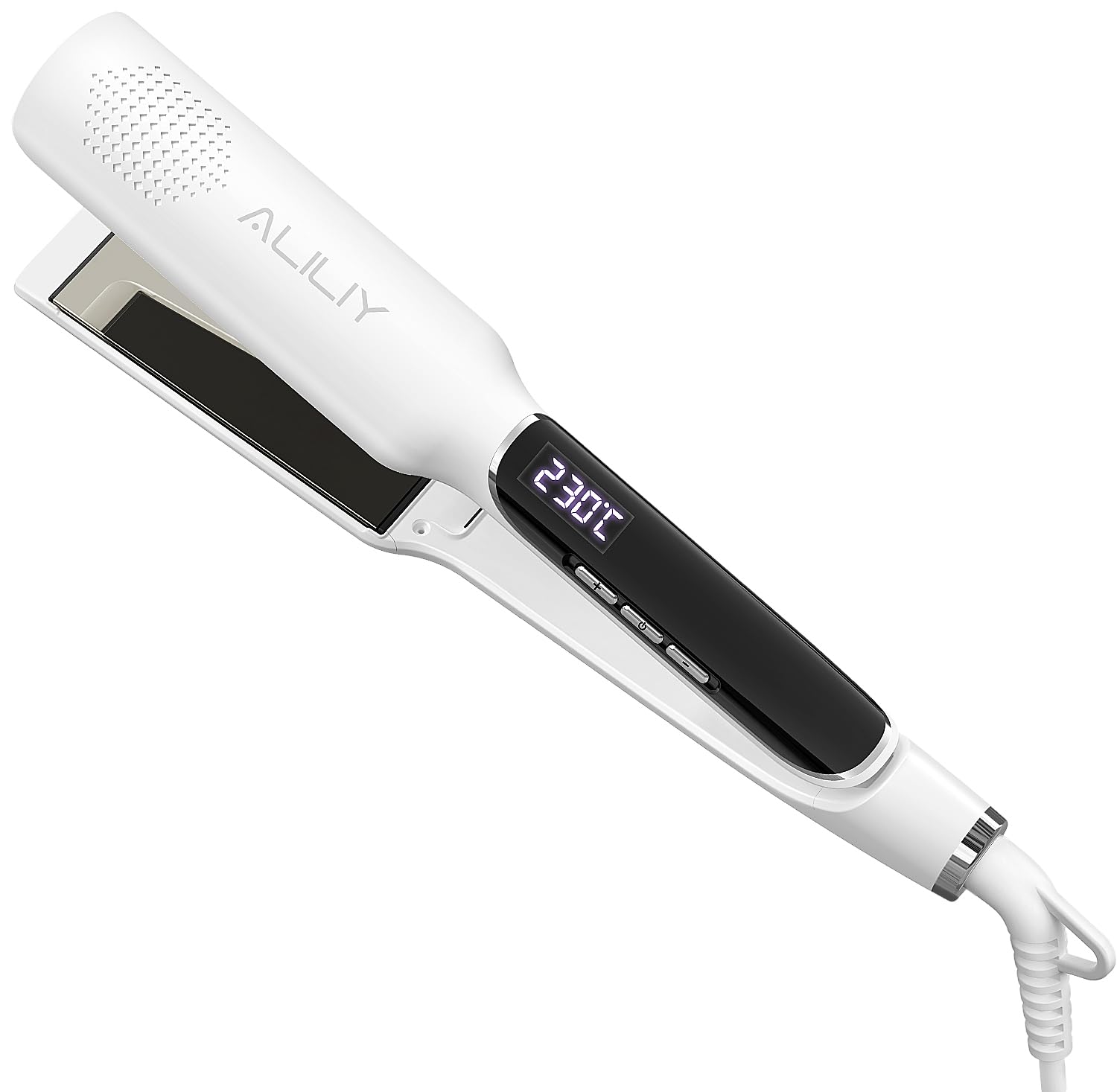 Aliliy Hair 40mm Titanium Hair Curl 10 Million Negative Professional International Compatible Iron, Plate, Straightener, 2-Way & Straight, Ions, белый