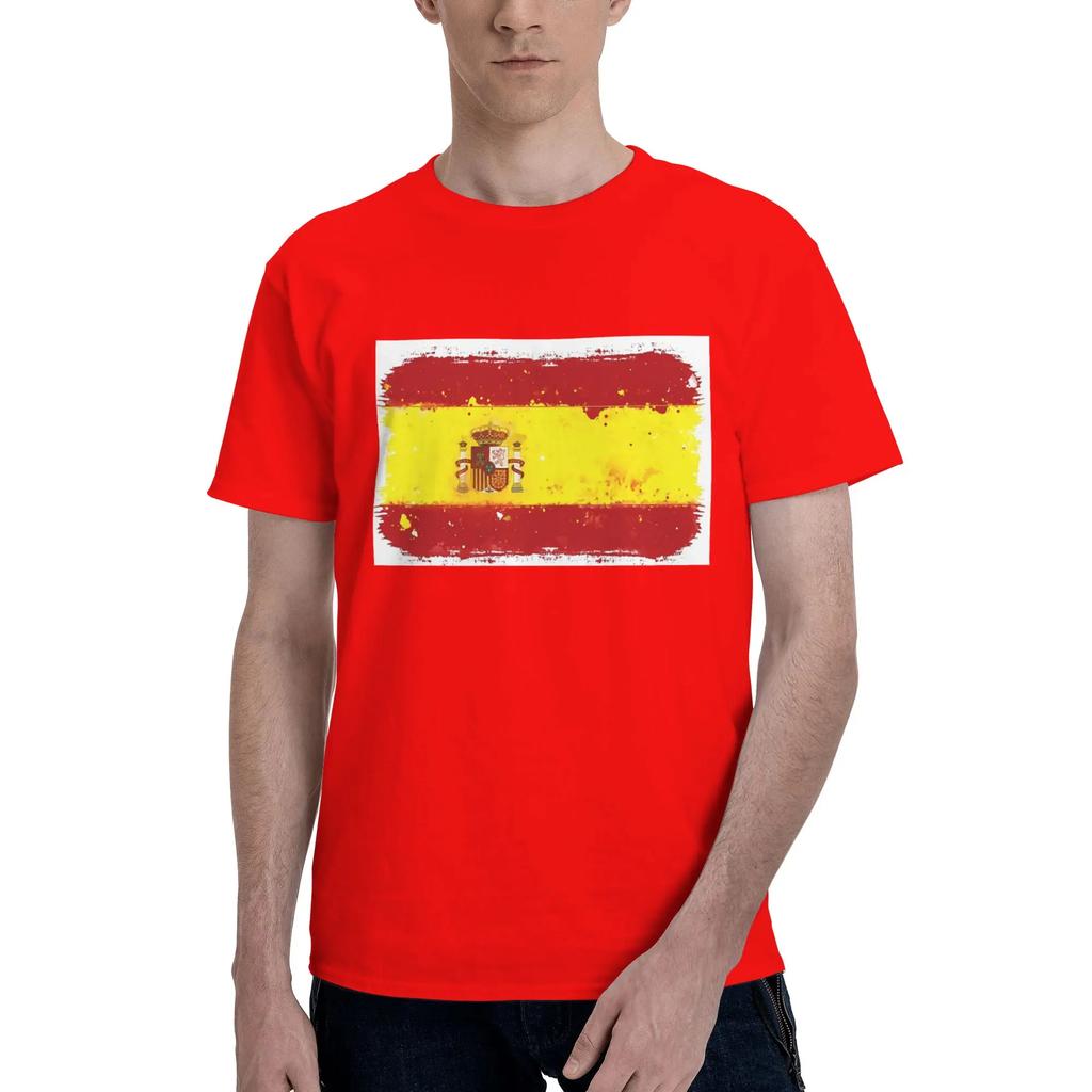 Spain Grunge Flag Men TShirt Plus Size T Shirts Mens Crew Neck Cotton Tees Short Summer Male