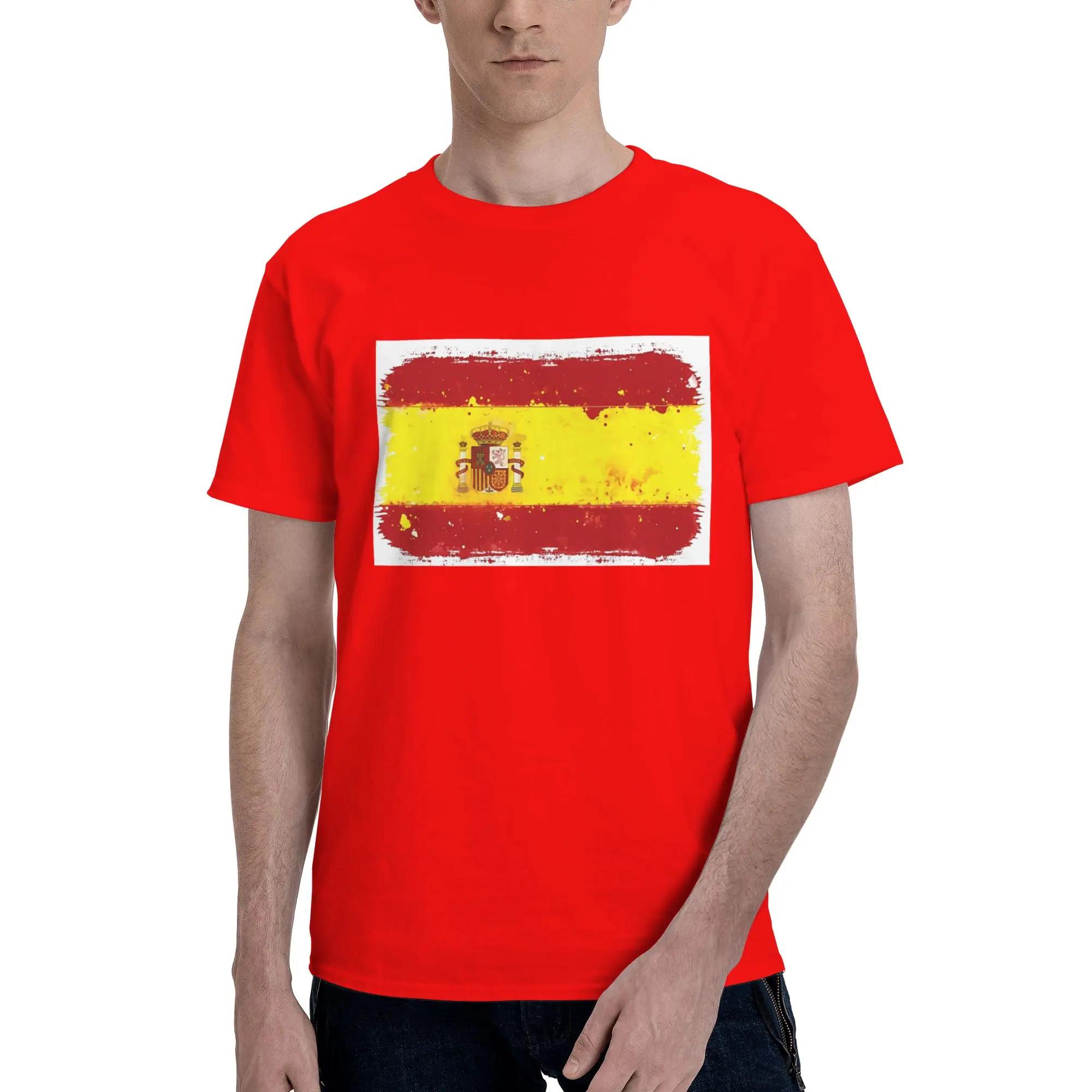 Spain Grunge Flag Men TShirt Plus Size T Shirts Mens Crew Neck Cotton Tees Short Summer Male S