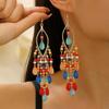 Bohemian Bunte Wassertropfen Quaste Hängeohrringe für Damen Mode Ethnischer Stil Lange Hakenohrringe Tourismus Schmuck Zubehör