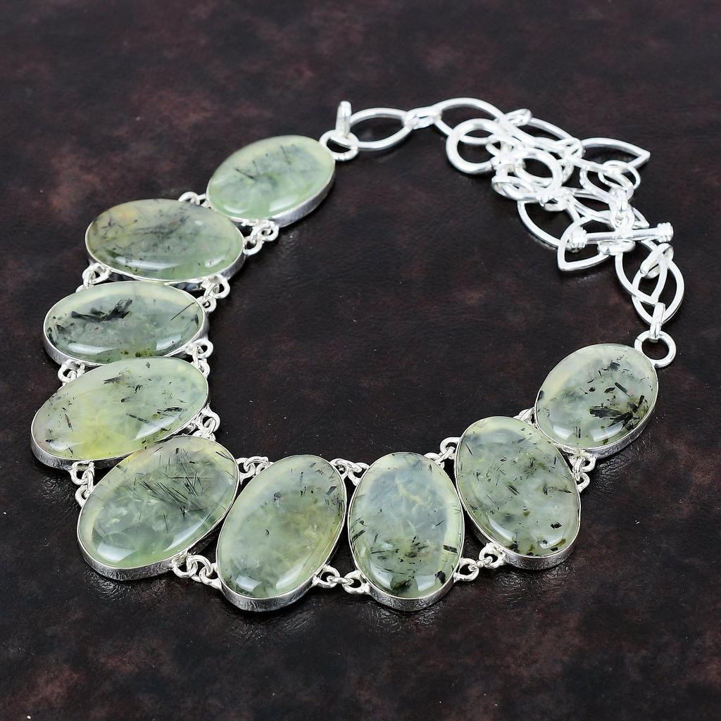 Moss Prehnite Necklace Original Gemstone Jewelry 925 Sterling Silver Necklace Adjustable Chain Necklace Handmade Boho Necklace Gift For Girl