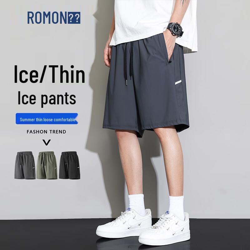 ROMON Men s Quick-Dry Ice Silk Sports Shorts 3XL