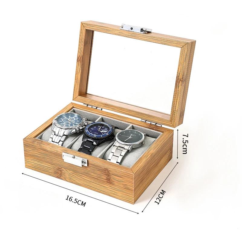 New 3/6/10/12 Girds  Bamboo Watches Storage Clock Box Watch Holder Organizer Watch Display Box For Handmade Festive Gifts