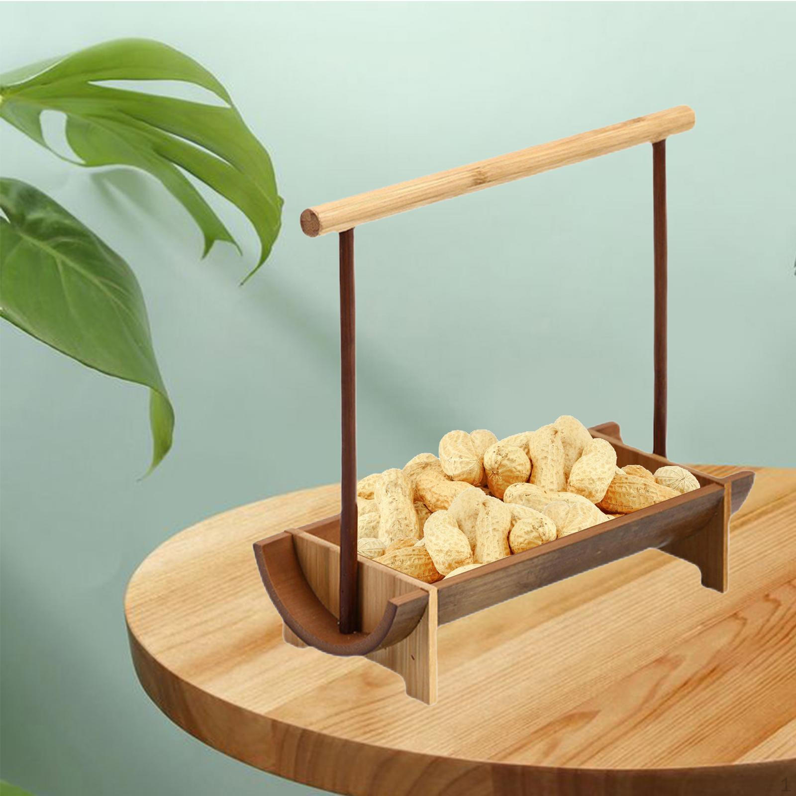 Bamboo Dried Fruit Bowl Serving Japanese Style Snack Creative Tableware Round Handle