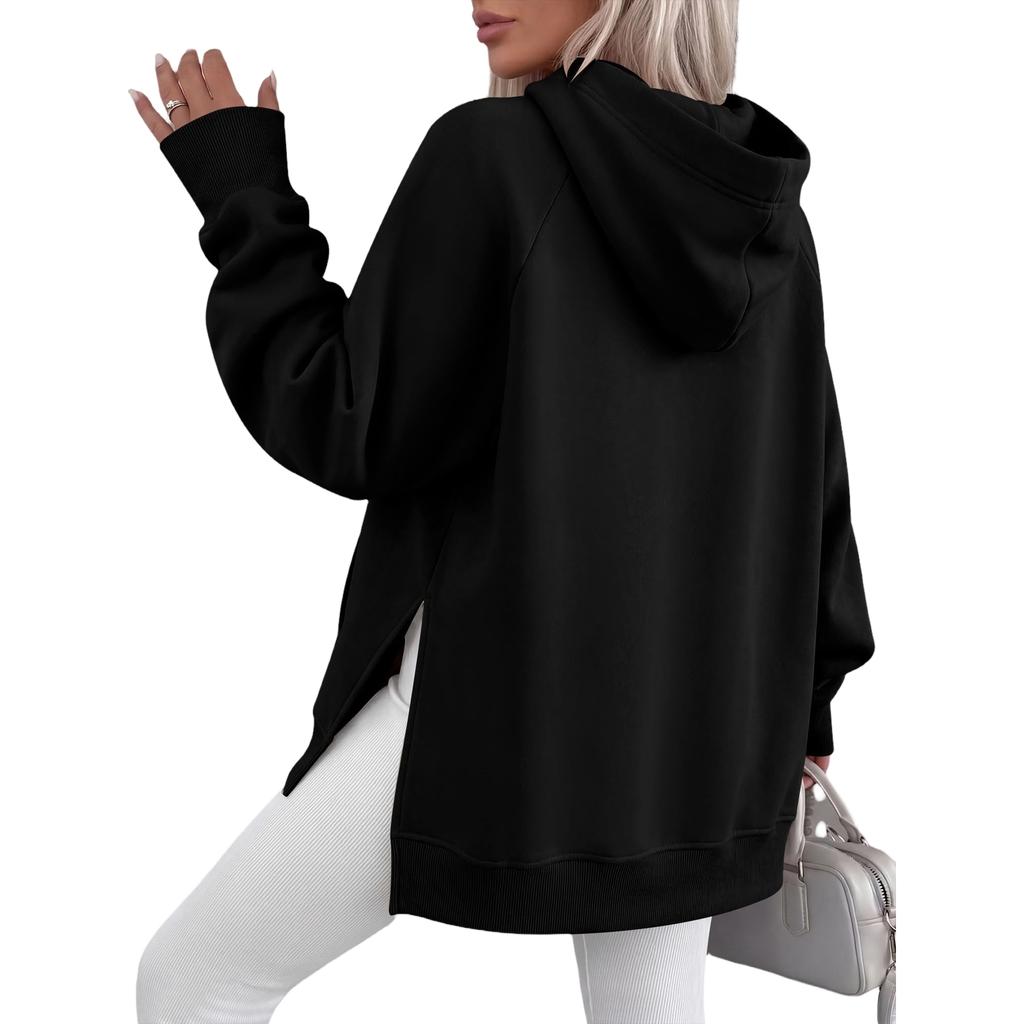Women's Casual Hooded Top with Side Slits for Everyday Fashion Wear
