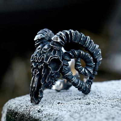 2025 Retro Animal Goat Ring Men's Goat Head Skull Ring Cool Men's Boy Jewelry Gift