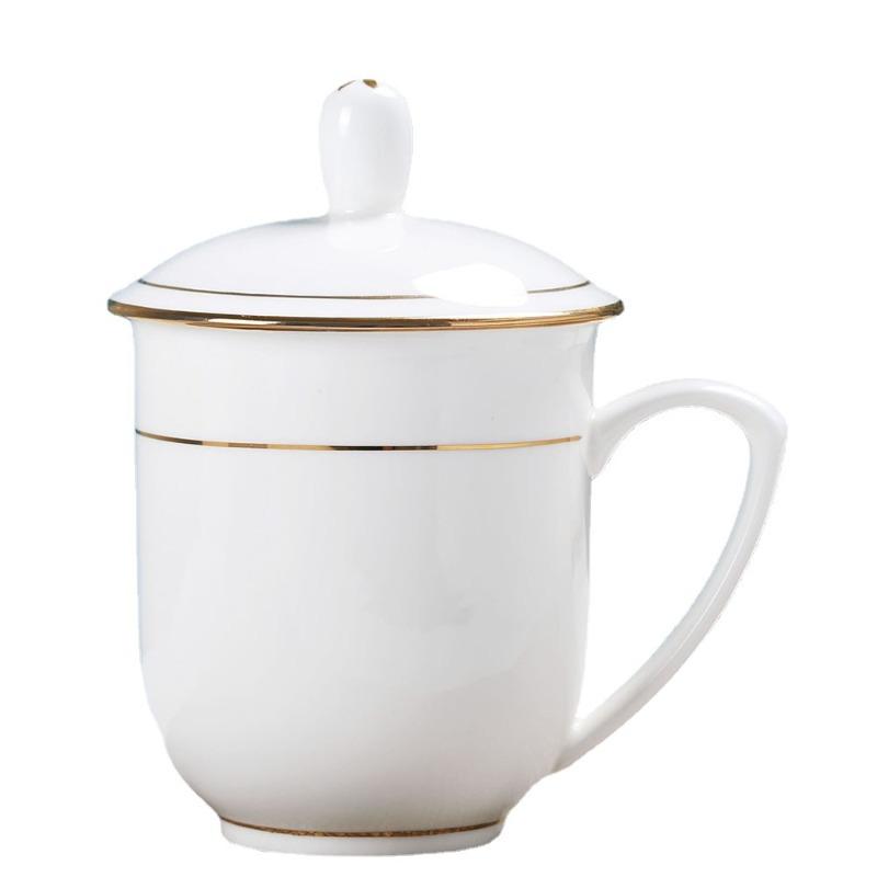 Jingdezhen Bone China Tea Cups with Lids, Conference Cups, Ceramic Water Cups, Office Cups, Gift Cups, Jing-style Cups