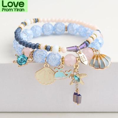 Rose Sisi Sommerurlaub Strand Armband Muschel Kleines Mädchen Anhänger Burst Perle Süße Romantische Set Armband Für Frauen Schmuck
