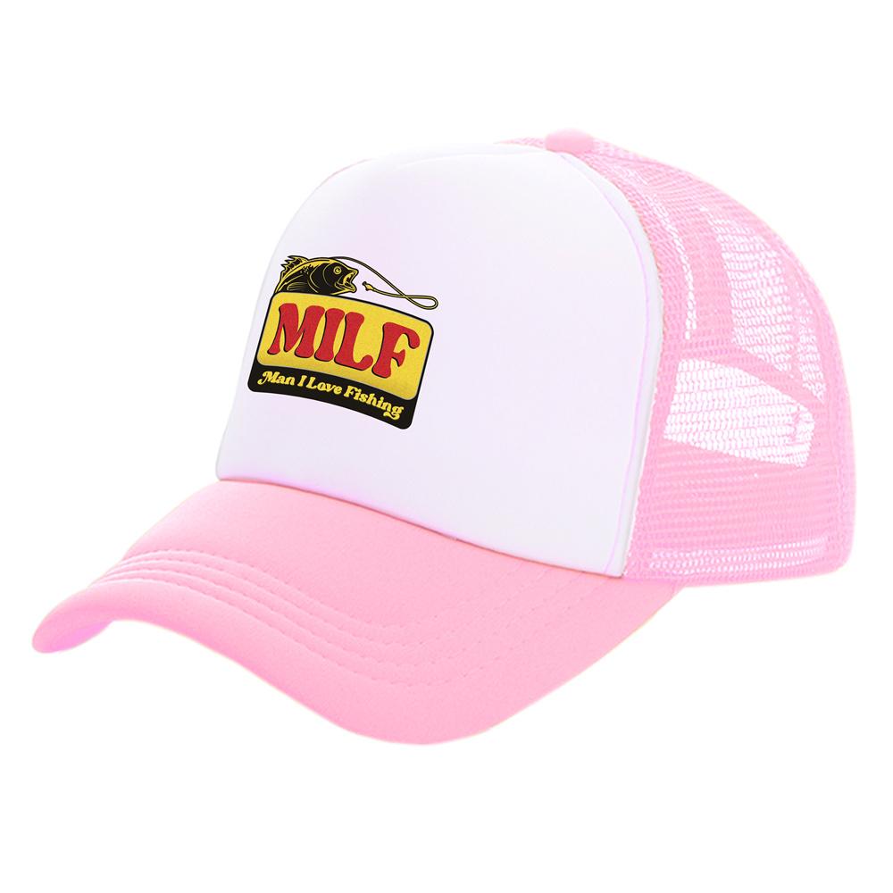 MILF Man I Love Fishing Trucker Čepice Unisex čepice Baseballová čepice Cool Summer Unisex síťovaná síťovaná čepice
