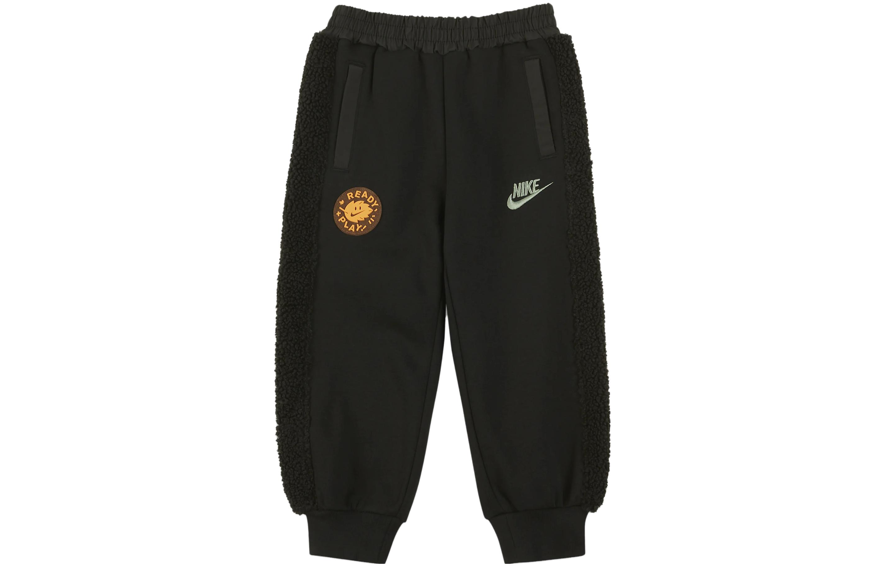 

Nike Knitted Sweatpants Outdoor Adventure Logo Panel Fabric Fleece Lined Casual Black Infant And Toddler FZ9909-010 3T
