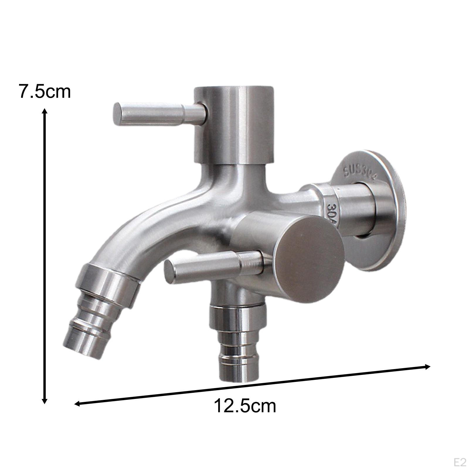 Смеситель для воды из нержавеющей стали для раковины стиральной машины с 2 ручками — фото 3