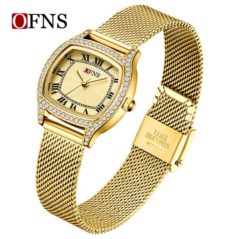 Oufannishi Women's Waterproof Square Fashion Watch, Roman Numerals, Diamond Accents