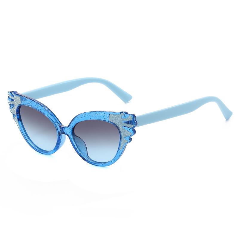 Kids Cute Glitter Cat Eye Sunglasses Lovely Wing Decor Frame Anti-UV Gradient Lens Colorful Fashion Eyewear for Boys and Girls Party Beach Outdoor