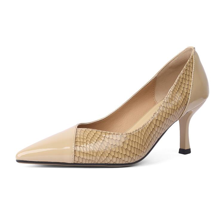 Fashion 2024 New Spring Summer Patent Leather Women Shoes High Heels Mixed Color Pointed Toe Women Pumps Shallow Loafers Shoes for Women