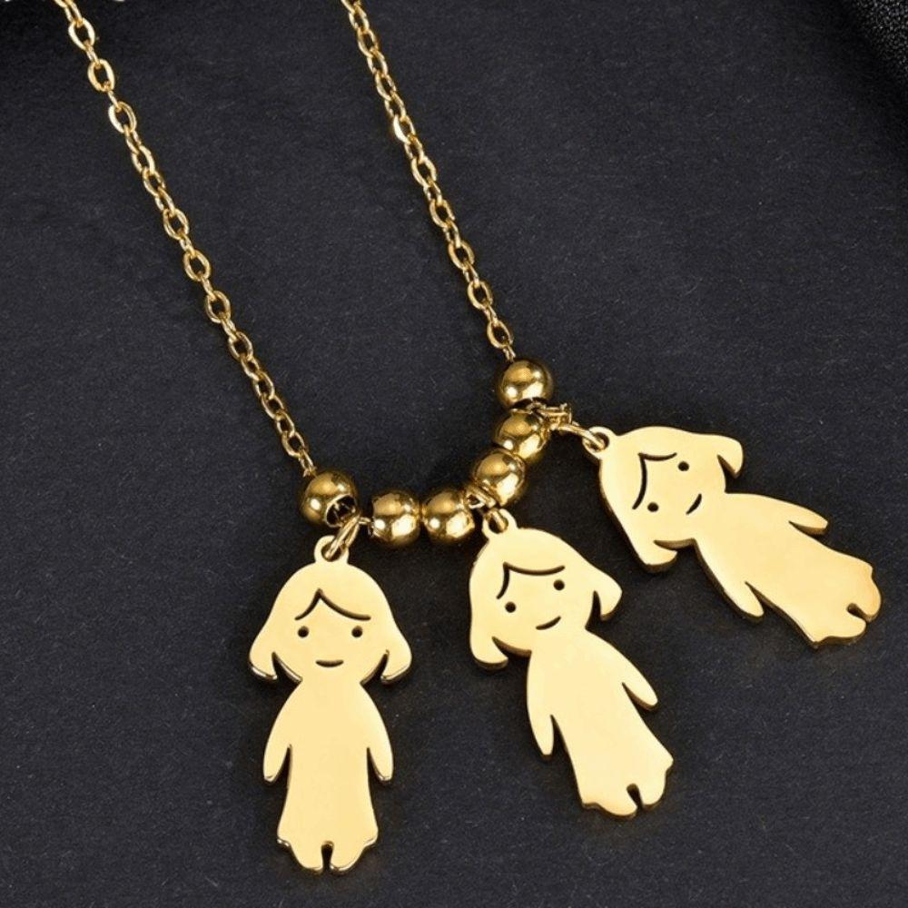 Stainless Steel Boy Girl Necklace Pendant Lover Necklace Choker Family Necklace Lovers