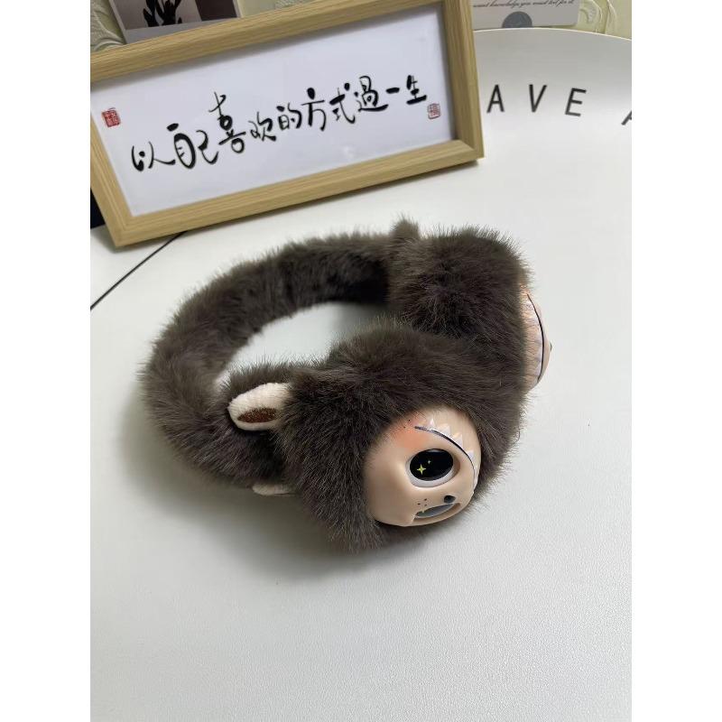 

Зимние теплые наушники, артефакт, защита ушей от холода, милые плюшевые наушники, детская защита ушей average size коричневый