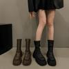 Aphixta Pleated Soft Leather Women Ankle Boots Back Zipper Close Platform Modern Boot Shoes Woman Boats Botines Para Mujeres