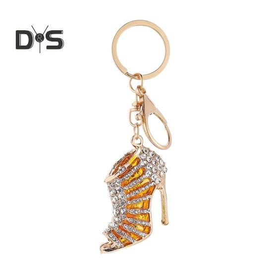 

Брелок на високих підборах із пряжкою Декоративний брелок зі сплаву Барвисті стрази Тримач автомобільних ключів Аксесуари для рюкзака золотистий