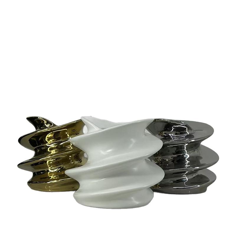 Minimalist Silver Ceramic Vase Flower Pots Table Decoration Flowers Arrangement Floral Vases Modern Home Decor Accessories