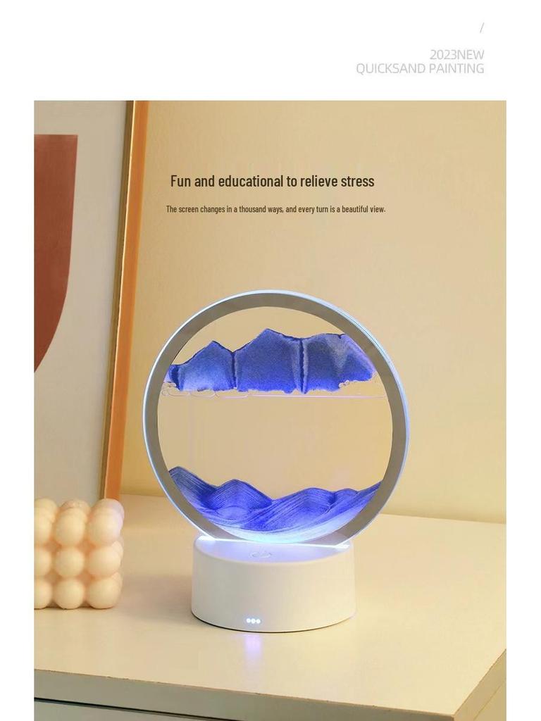 3D Quicksand Night Light - Touch-Control Atmosphere Lamp with Hourglass Landscape Design, Perfect for Relaxation and Gift Giving