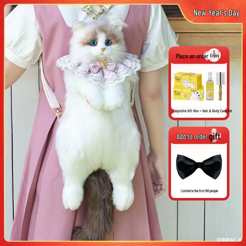 

Bionic Cat Plush Toy Backpack - Perfect Kitten Figure Gift for Birthdays Ragdoll Cat Backpack - Pink JK Scarf