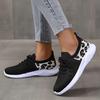 Plus Size Women's Leopard Print Flyknit Wedge Heel Casual Shoes - 2023 Spring/Autumn Collection