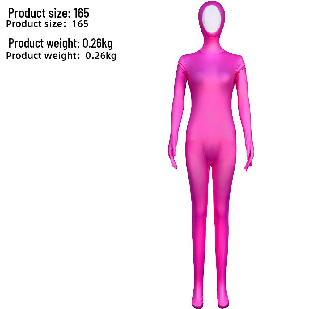 Zentai-Anzug mit fluoreszierendem Schnurrbart & Augenbrauen - einfarbiger Performance-Body