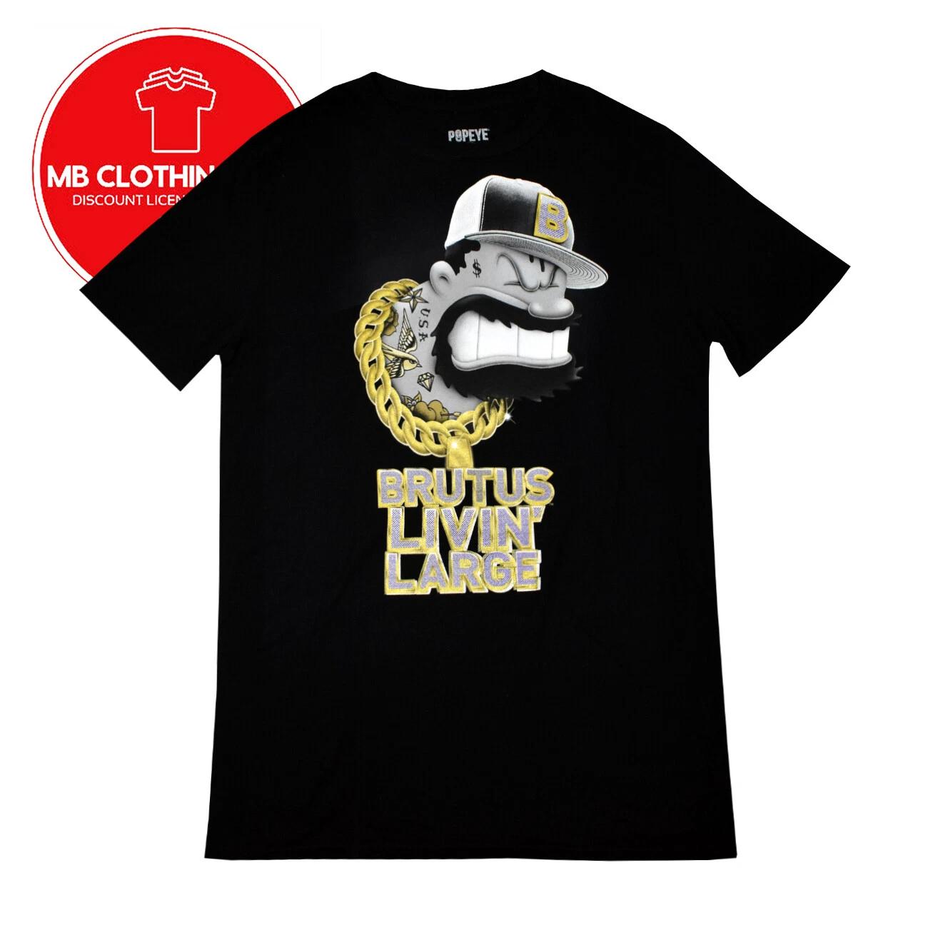 

Popeye the Sailor Man Brutus Livin Large Men s T-Shirt MEDIUM Black 100% Cotton 2XL