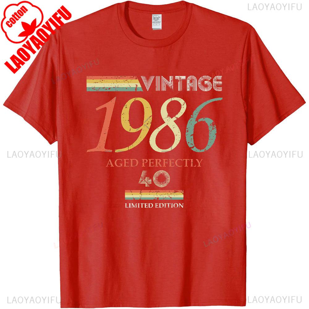 Vintage Made in 1986 40th Birthday 40 Years Old TShirts Summer Graphic Cotton Streetwear ShortSleeve Gifts Tee Men Tops