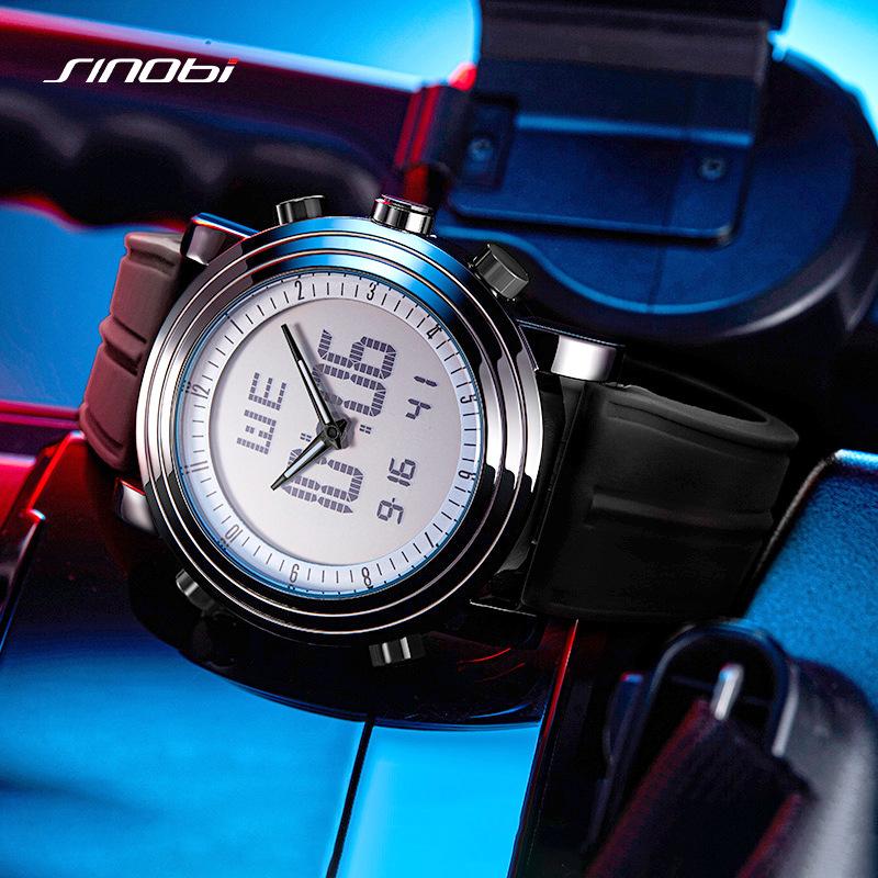 Men'S Watch Men'S Double Luminous, Cool Creative Sports Silicone Watch Electronic Watch S9368