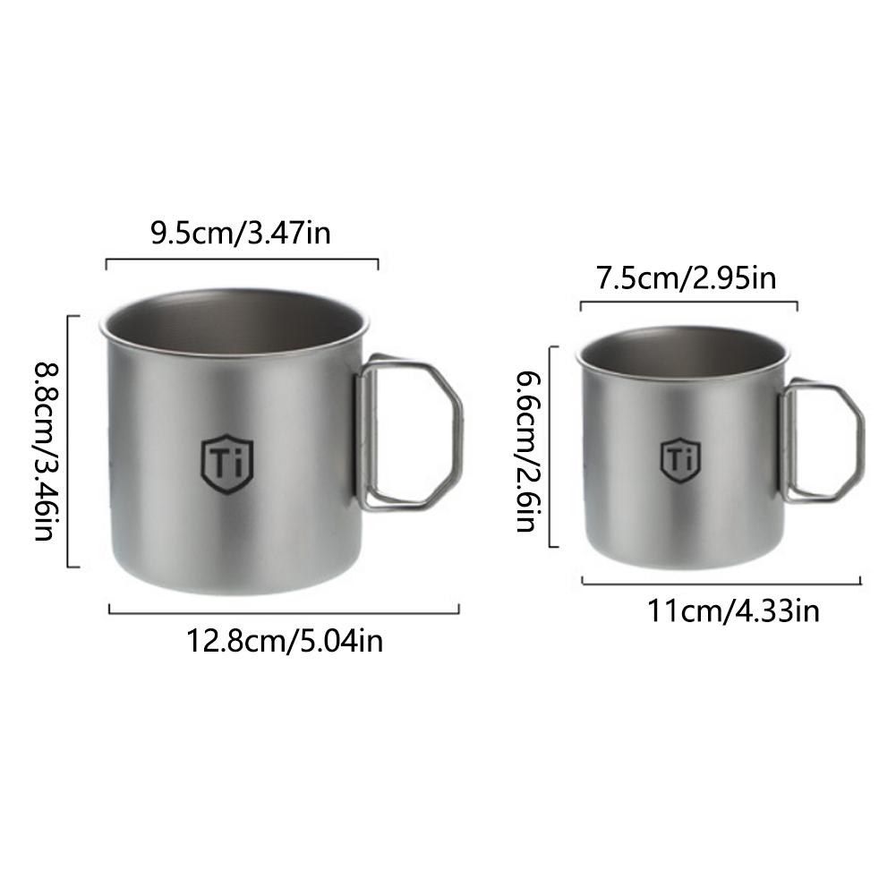 Ultralight Titanium Cup Water Cup Mug With Lid Foldable Handle Outdoor Portable Camping Picnic Beaker Coffee Cup Kitchen
