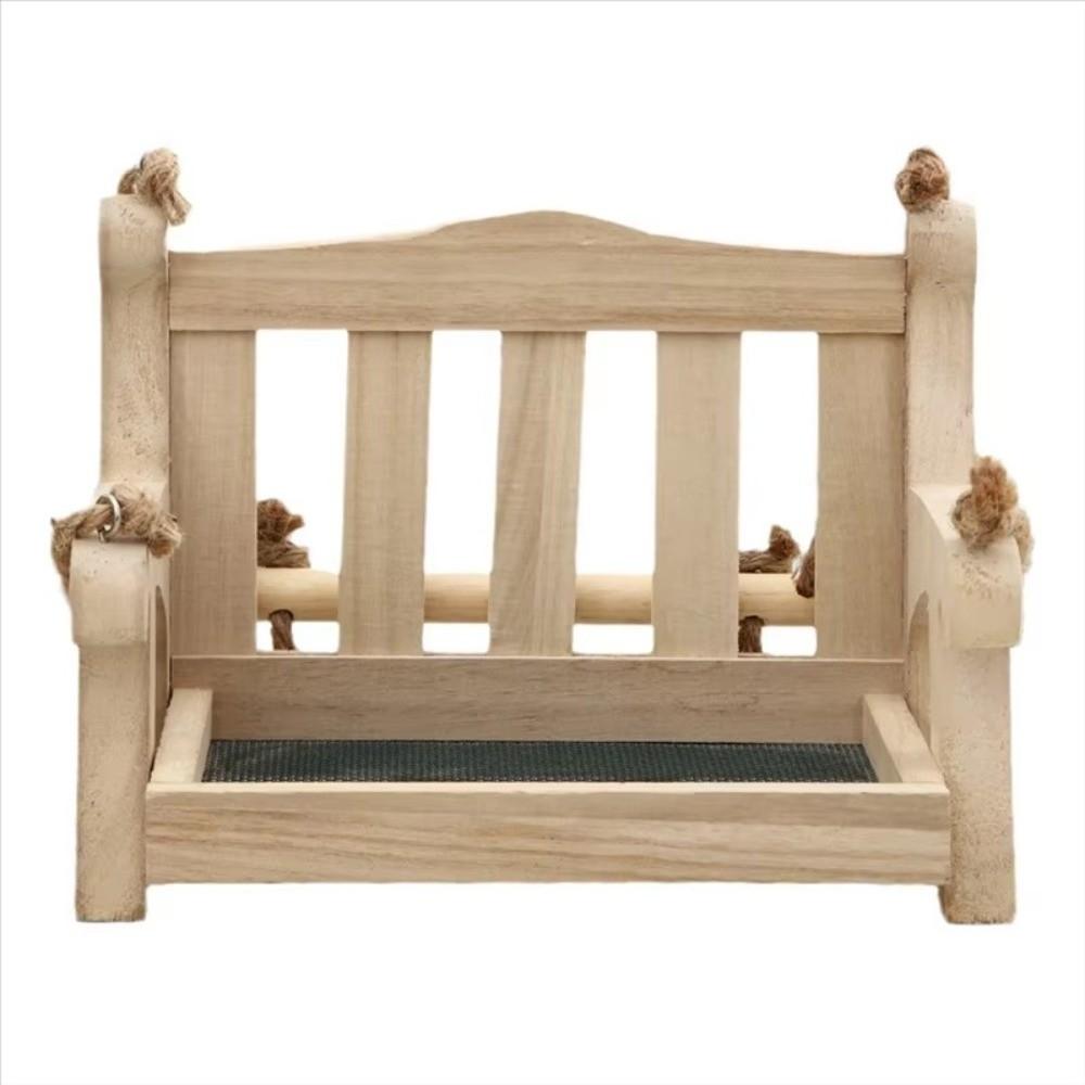 Chair Design Bird Feeding Station Wooden Bird Food Container  Outdoor Garden Decor