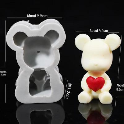 Moule en Silicone Zhaoran DIY Ours Cœur Saint-Valentin