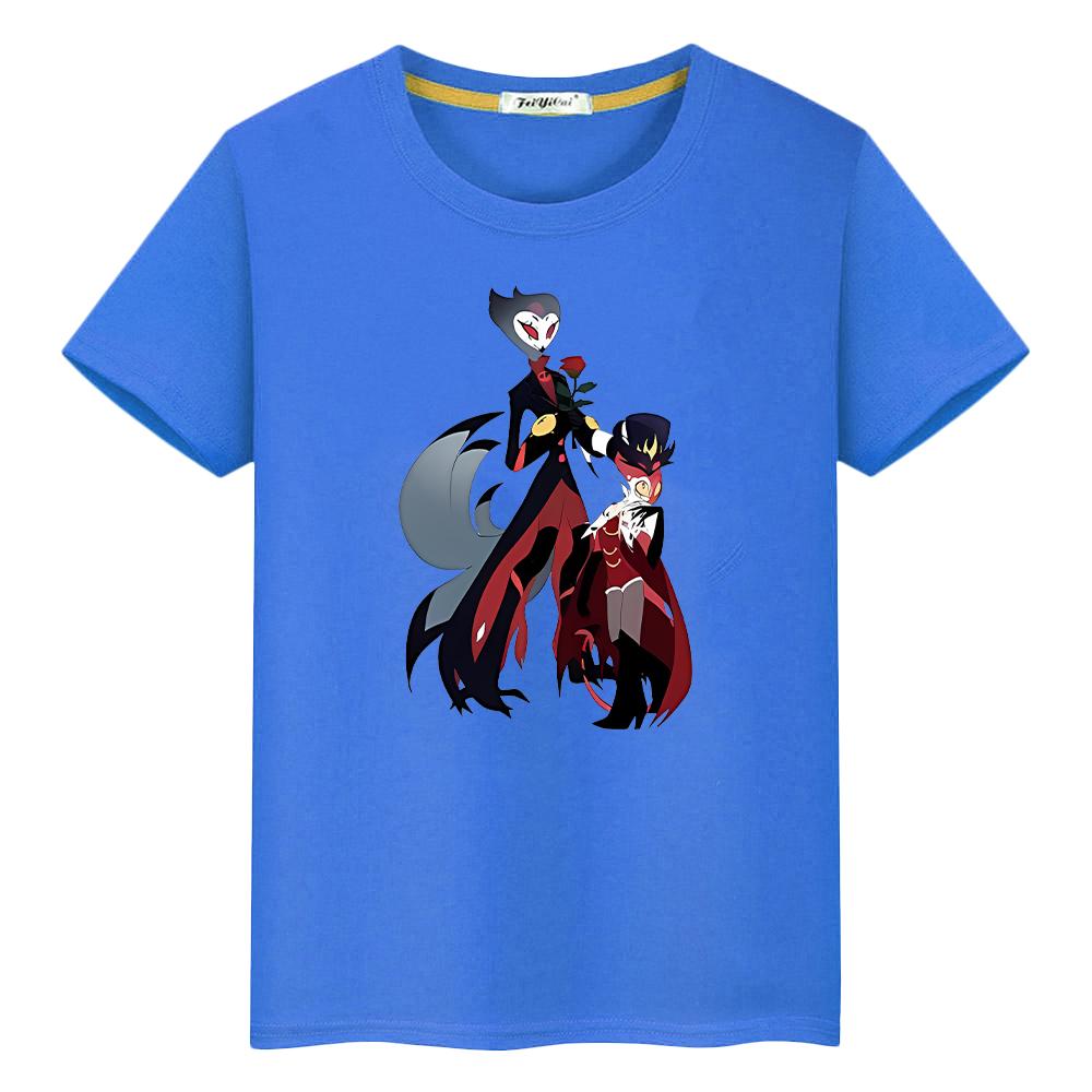 helluva boss Print Kawaii Cute Tees t shirt for kids boy10year 100%Cotton Short pride tshirt anime Tops Christma y2k girl clothe