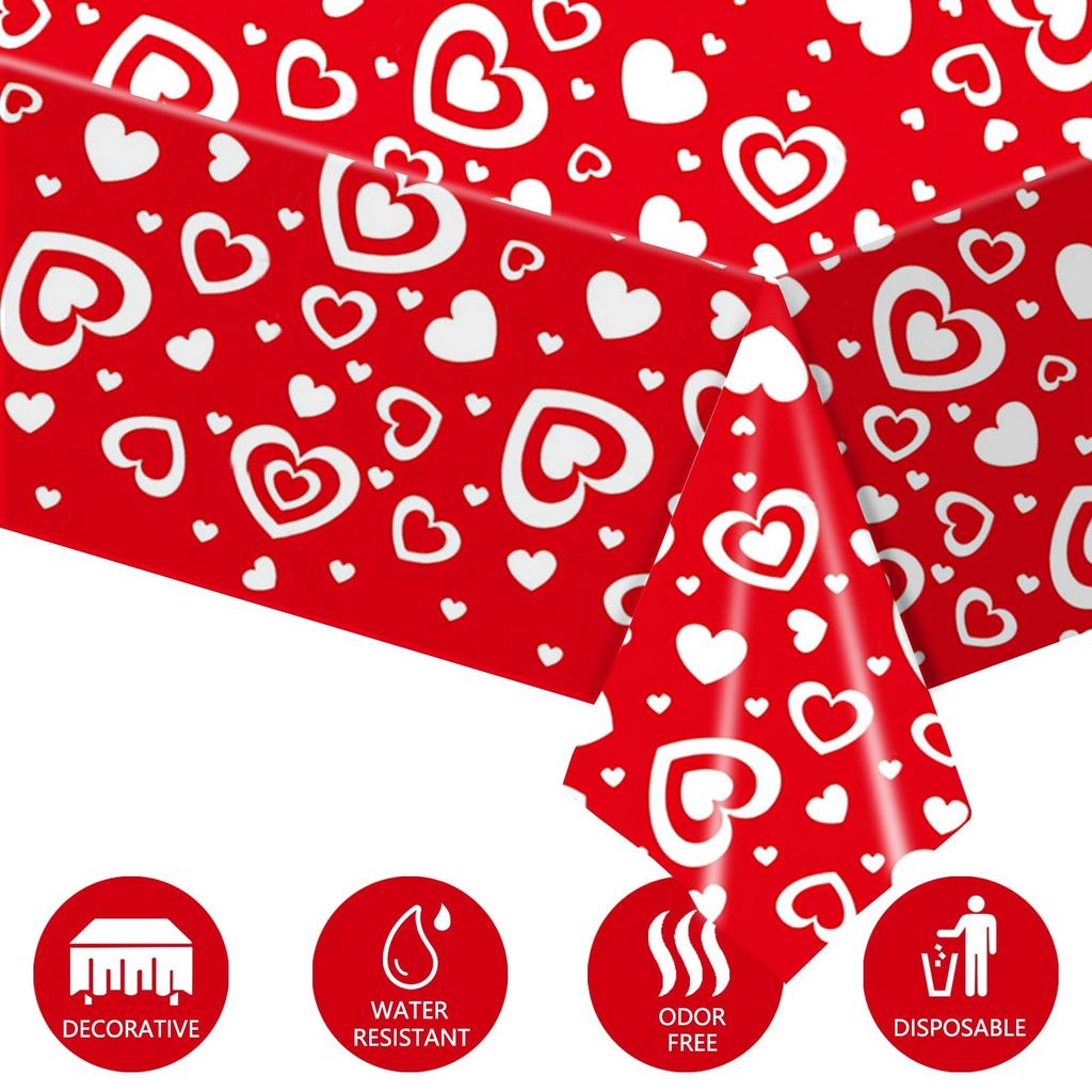 Valentine's Day Themed Party Red Love Disposable PE Tablecloth Decoration Supplies