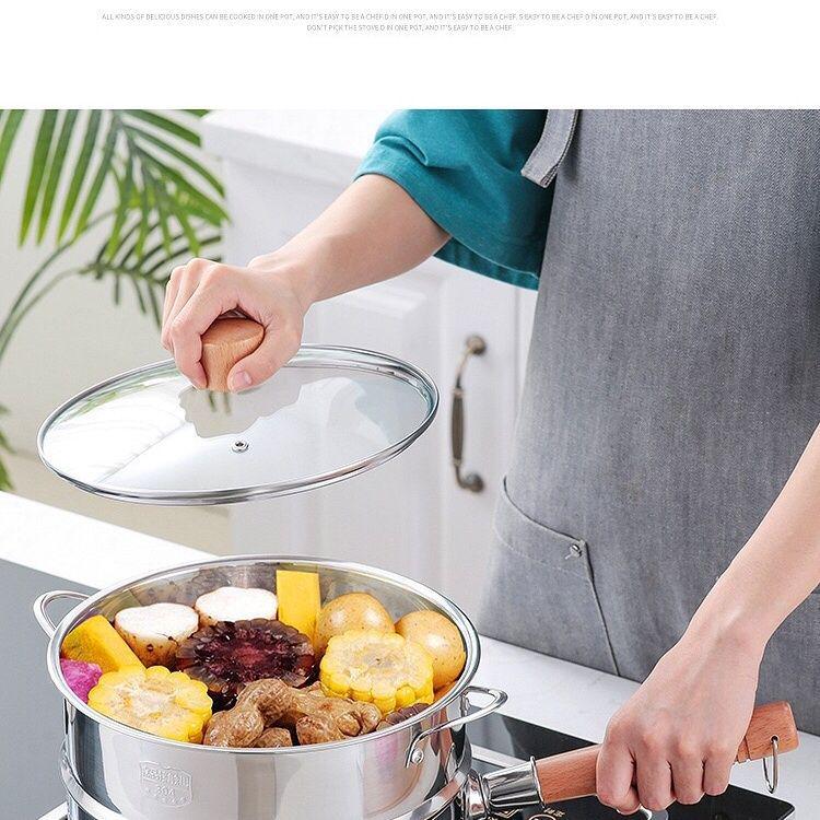 304 Stainless Steel Steamer Basket: Multi-Purpose Steaming Rack, Tray, Milk Pot, and Electric Wok Accessory.