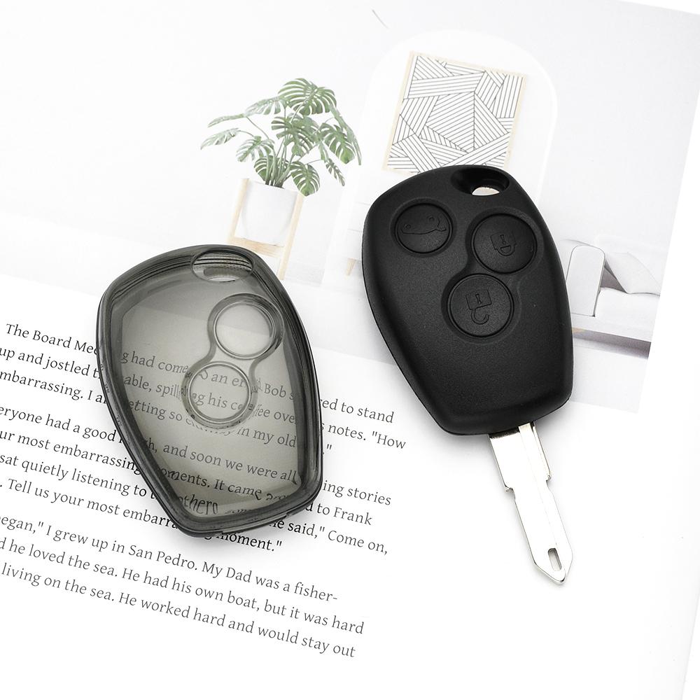 Black Transparent TPU Auto Shell Fob Car Key Case Cover for Renault Master Modus Dacia Duster Clio Trafic Twingo Kangoo Sandero