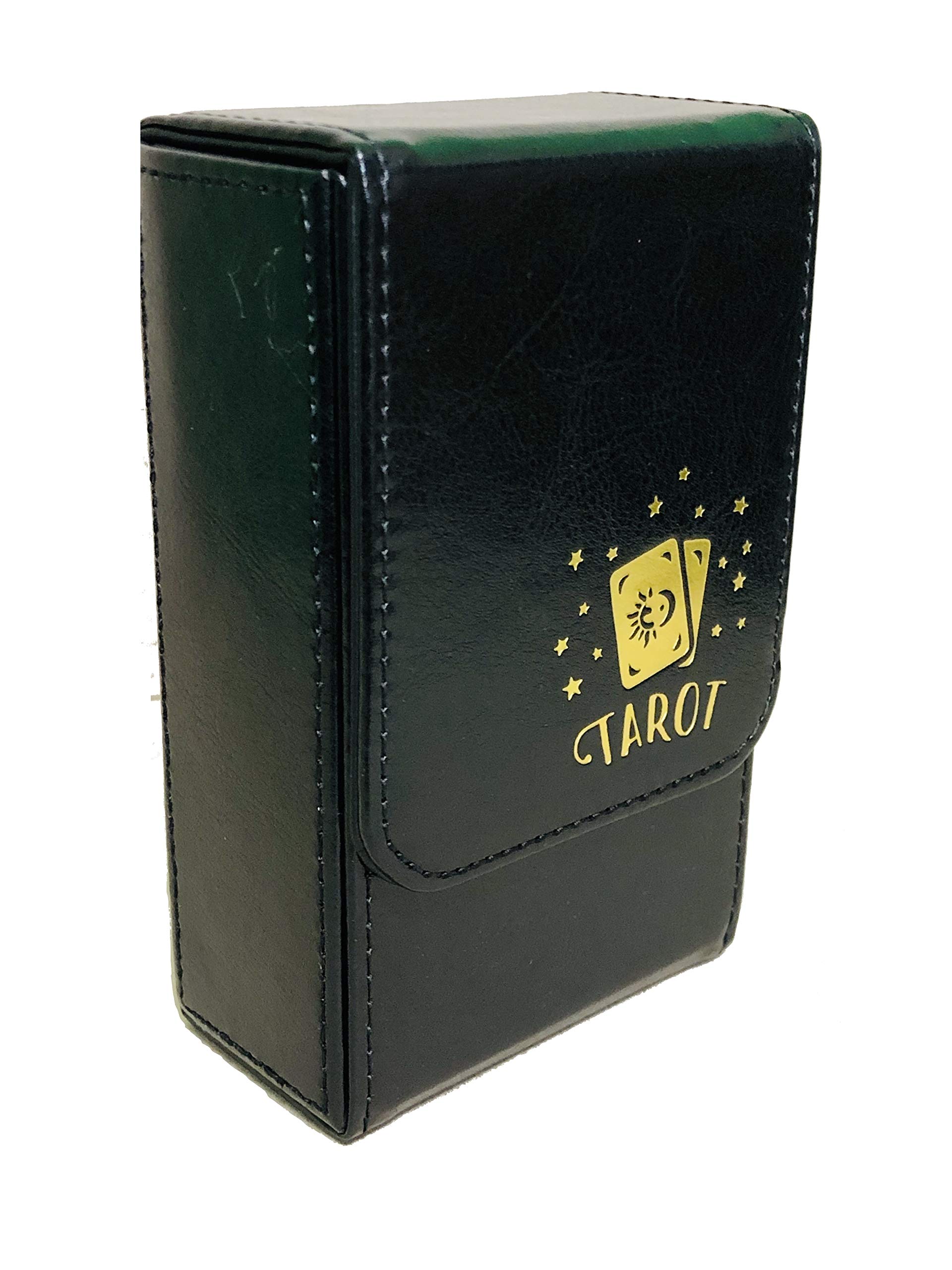 

Коробка для карт Таро из кожи Куроп с магнитной застежкой, подходит для стандартных размеров и лунный футляр/коробка для колоды/хранения, (Солнечные карты, черные)