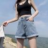 Summer Casual Loose Denim Shorts for Women Fashion High Waist Wide Leg Jeans Female Pants Vintage Blue Simple Office Lady Shorts 24250