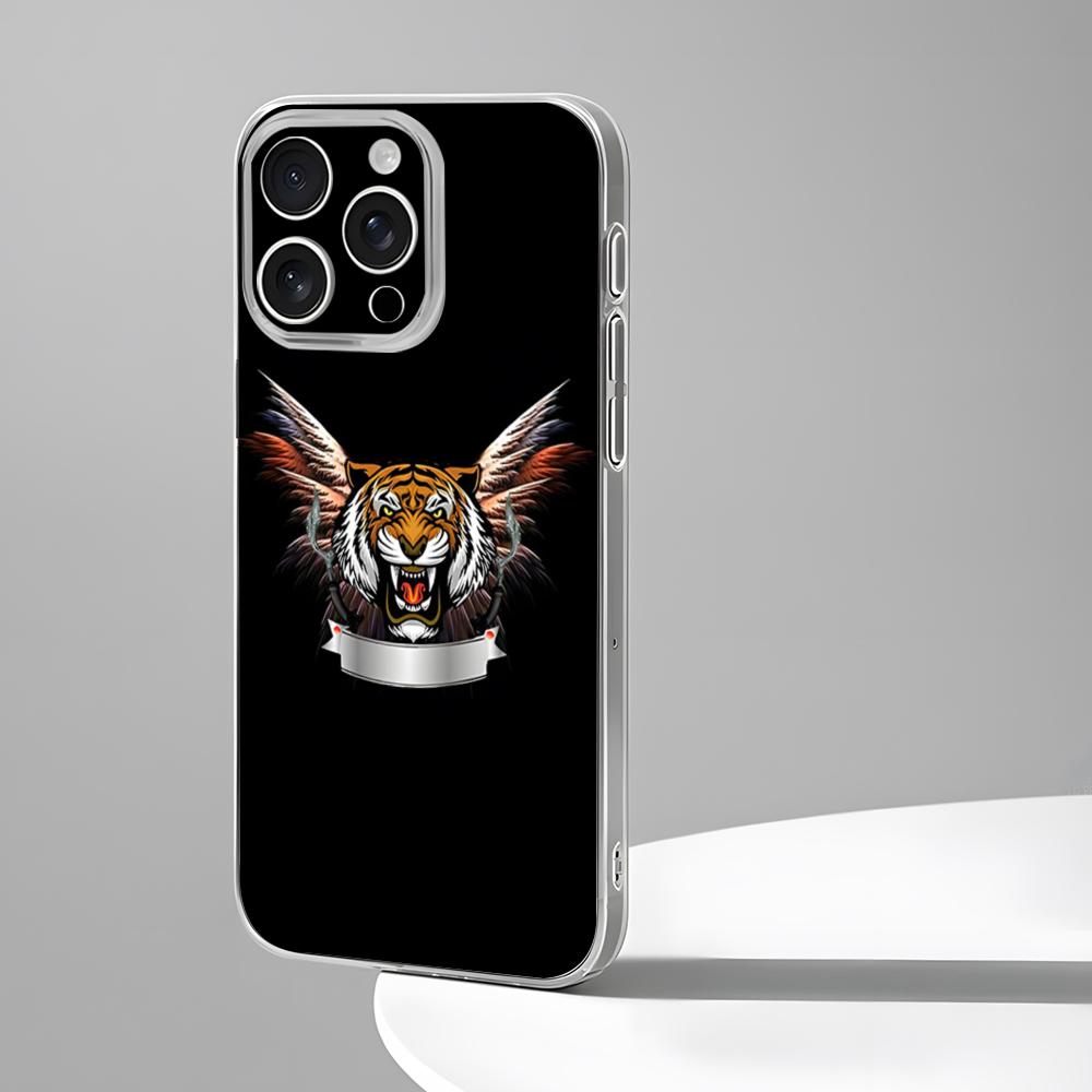 

Mighty Tiger Phone Case New For IPhone 16 15 14 12 13 11 Pro Max Mini X XR XS Plus Black Silicone Transparent Cover iPhone15 ProMax