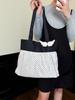 Korean Polka Dot Pleated Canvas Tote Bag - Women's Summer Sweet Style, Single Shoulder, Large Capacity