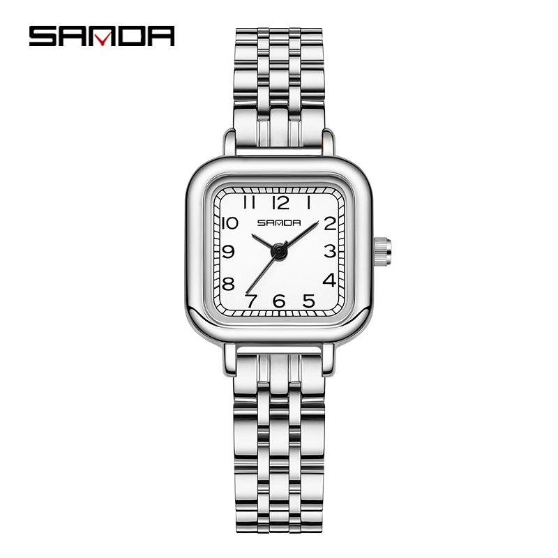 Sanda Women's Fashion Quartz Watch with Leather or Steel Strap - Waterproof and High-End Design.