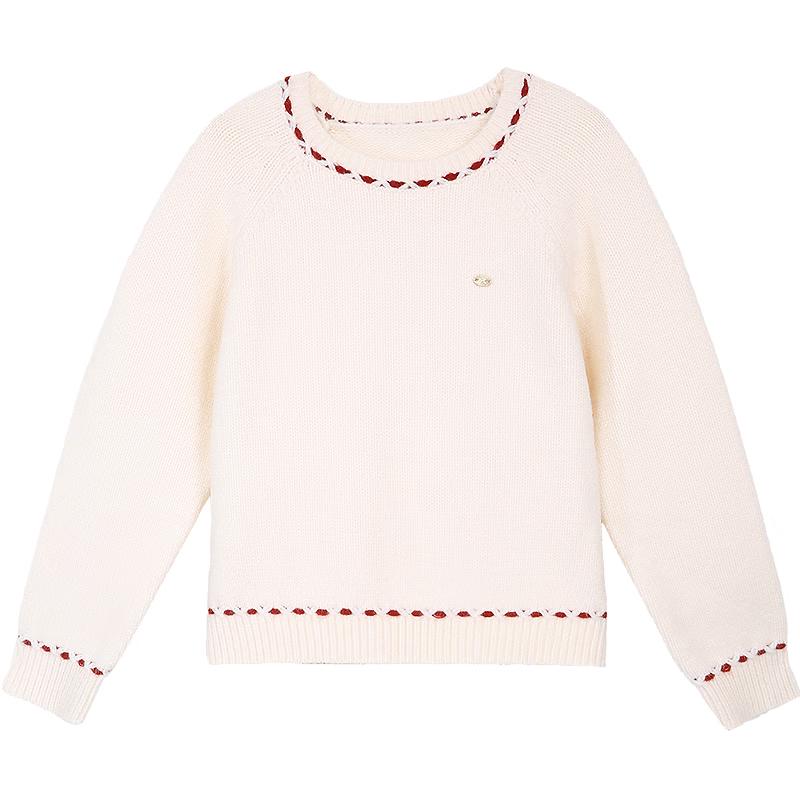 Betu Women s 2025 Winter Contrast Trim Long-Sleeve Sweater XS