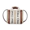 Chloe Woody Logo Print Leinen Canvas und Leder Tragetasche Damen Tragetaschen CHC22-AP235I26-90U