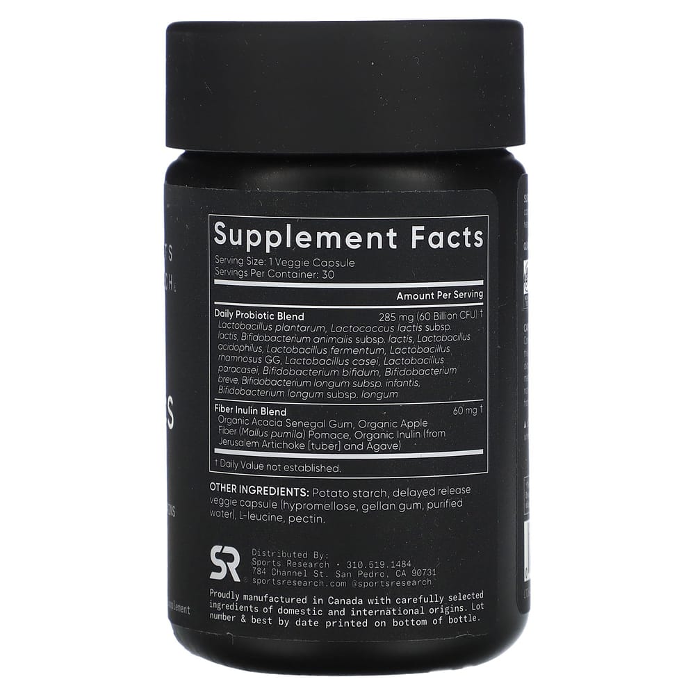 Sports Research Daily Probiotics Delayed Release 60 Billion CFU Veggie Capsules 30 Counts