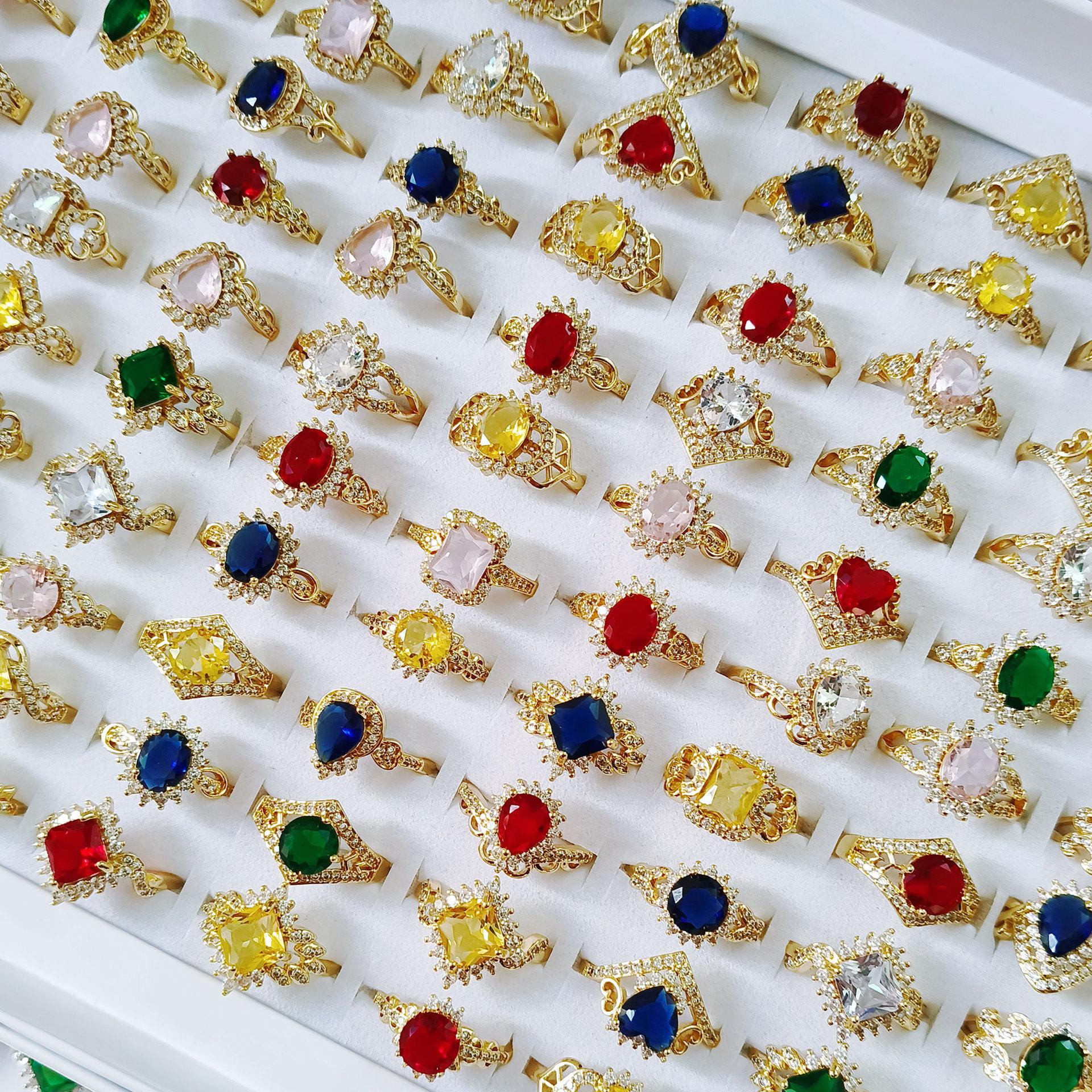 

10 Pieces Crystal Zirconia Rings - Adjustable Openings for Elegant Ladies Index Fingers Accessories