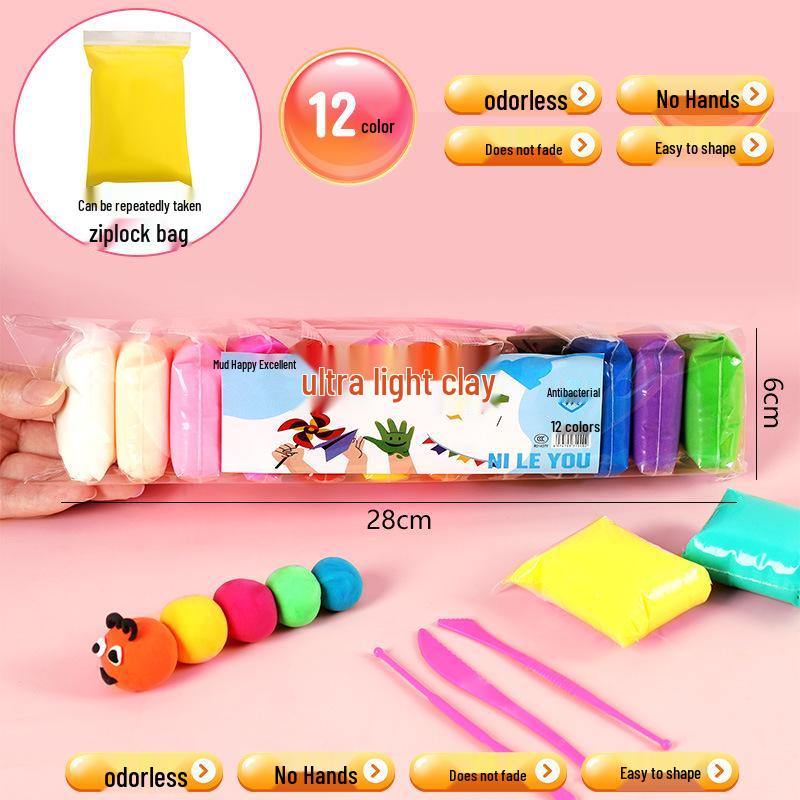

36-Color Super Light Clay Set: Self-Sealing DIY Craft & Putty Kit for Kids.