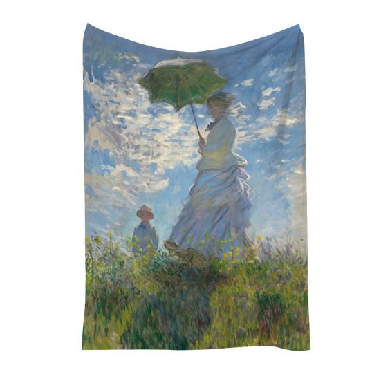 Oil Painting Nap Blanket, Soft Warmth Double-Sided Flannel, Digital Print Shrink-Resistant Machine Washable Office Travel Throw Blanket