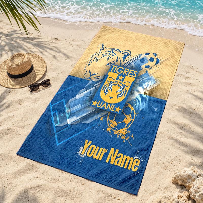 Club Tigres UANL Custom Name Beach towels also serve as bath towels summer essential a musthave for the outdoors the beach and the pool